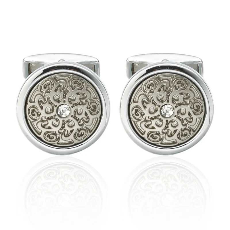 Business Shirt Cufflink for Men Brand Black Cuff Link Wholesale Button High Quality Round Luxury Wedding Male Cufflink W250606