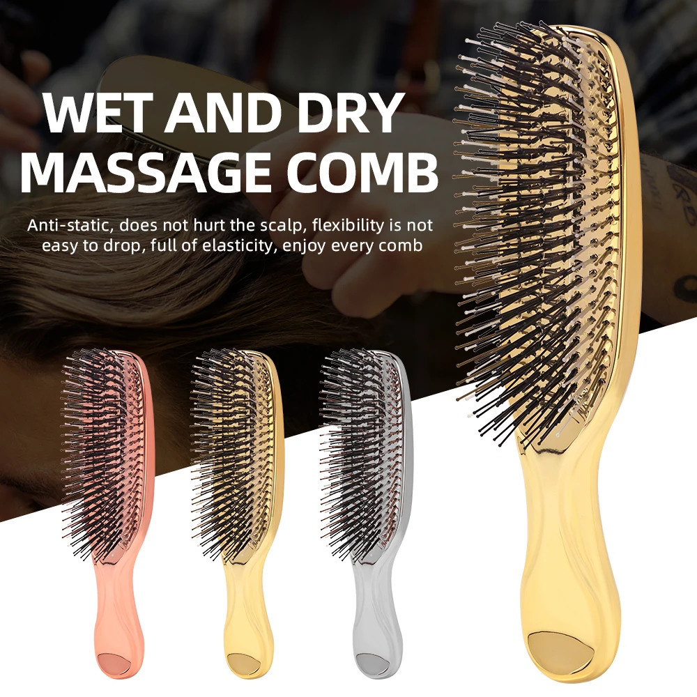 Massage Comb Fine Air Cushion Comb with Electroplated Crafted Wet And Dry Hair Comb Cleansing Massage Scalp Upscale Style 250603