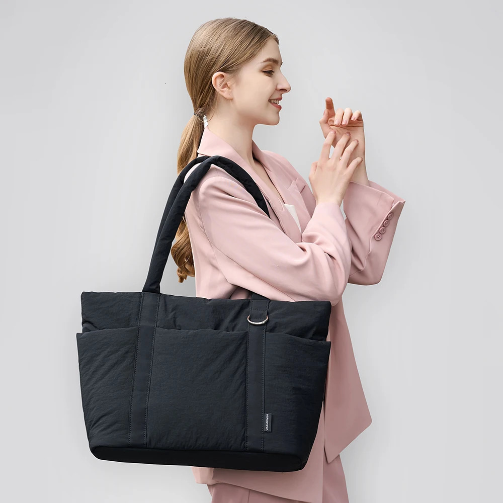 Ladies Large Capacity Shoulder Bag Laptop Case 15.6 16 inch Multi Pocket Lightweight Travel Handbag Shockproof Laptop Tote Bag 250603