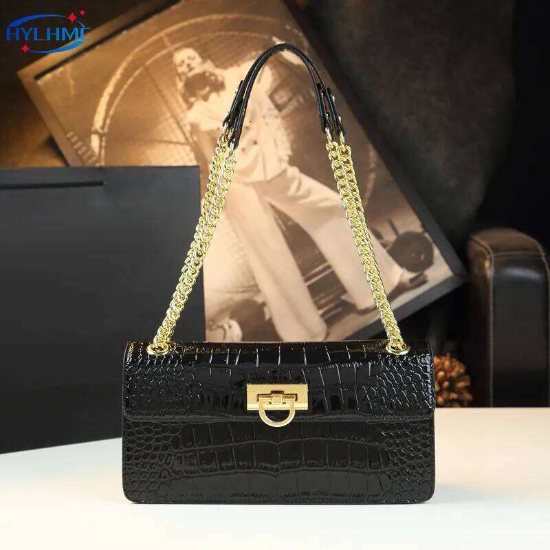 2025 New Fashion Leather Women Handbags Crocodile Pattern Small Chain Shoulder Crossbody Bag Design Underarm Bags