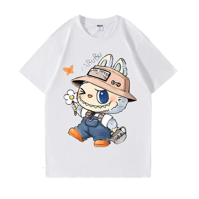 2025 New Labubu Shoulder Pure Cotton Short Sleeve Unisex Cartoon Anime Trendy T-Shirt Top labubus