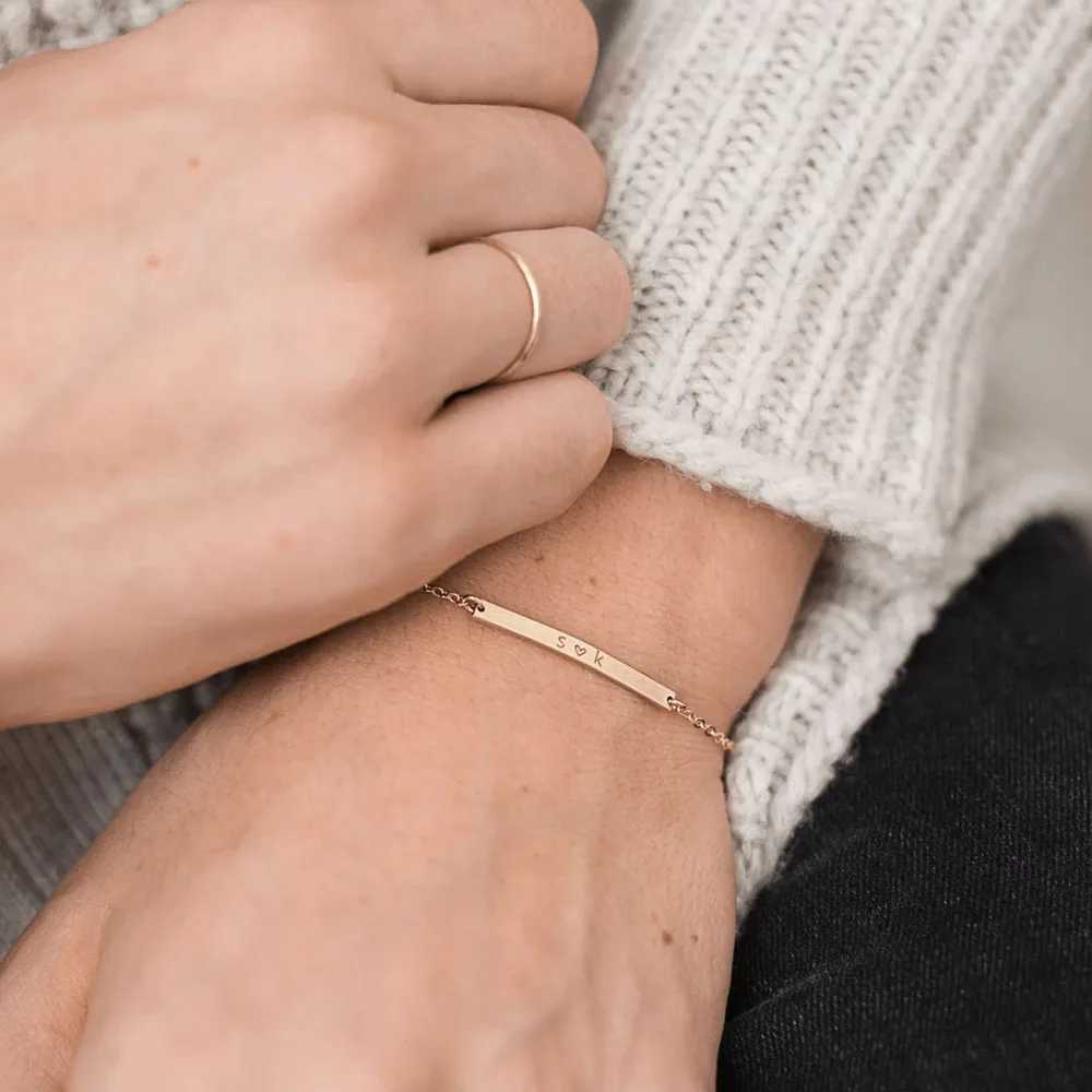 COOLTIME Personalized Custom Bracelet Stainless Steel Engraved Name Couple Bracelet Jewelry Birthday Gift New W250606