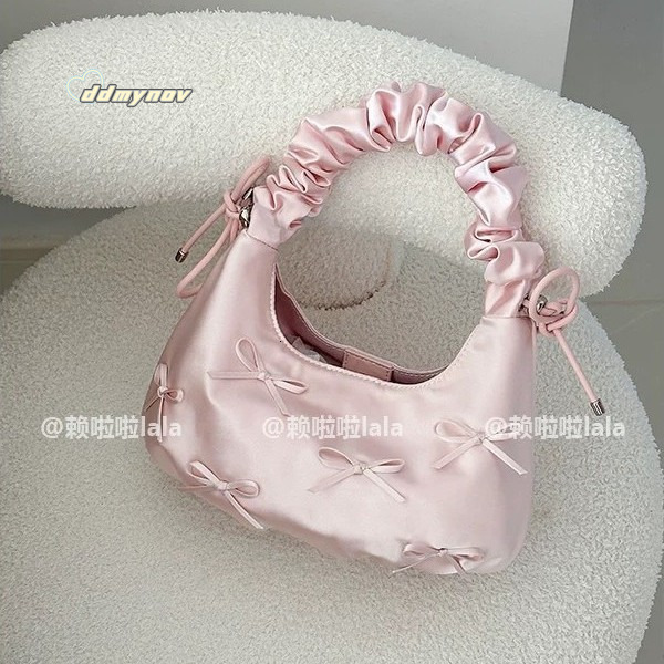 Commuting Niche Large Capacity Pleated Bowknot Shoulder Cloud Bag for Women 2025 Fashion New Underarm ddmynov