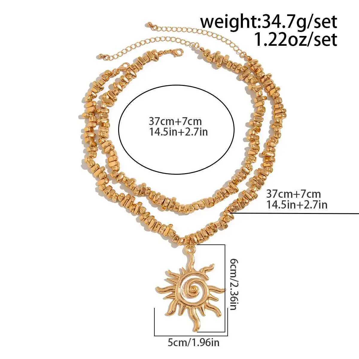 Ingemark Vintage Plastic Beads Chain Necklace for Women New Trend 2025 Goth Sunflower Pendant Choker Necklace Party Jewelry Gift Y250605