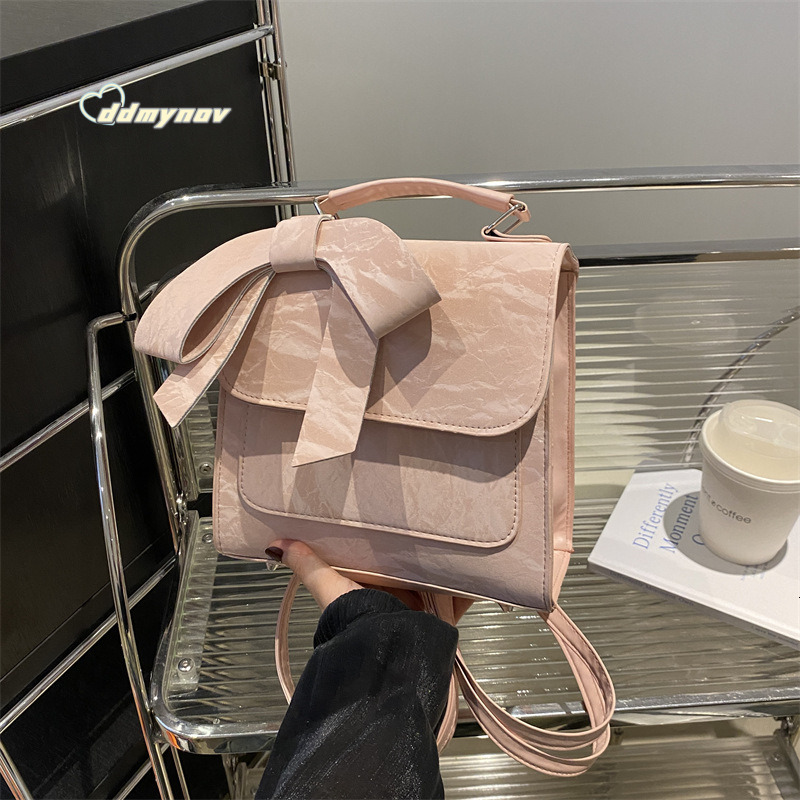 Bowknot Multi-use for Women 2024 New Trendy Fashion College Style Versatile Handbag Travel Backpack ddmynov