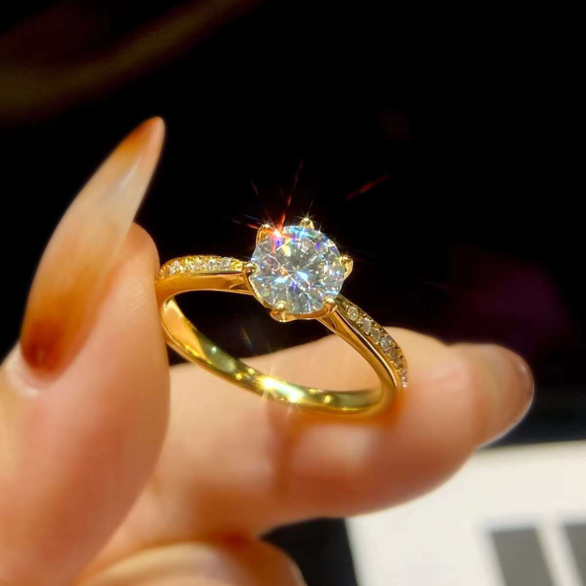 Custom Gra Certified Iced Out Diamond 925 Sterling Silver 1 2 Ct Round Women Moissanite Ring Engagement Fine Jewelry