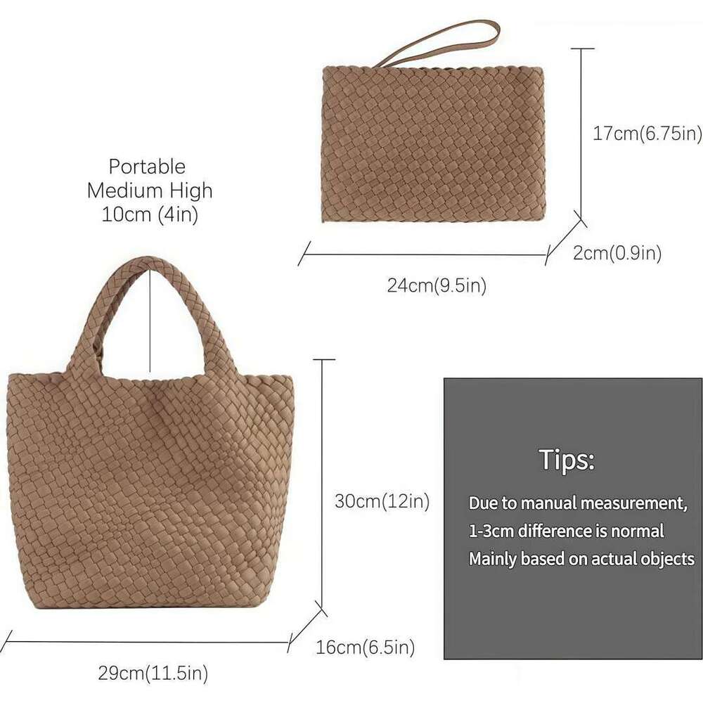 Hot Selling Woven + Purse Neoprene Tote Handbag Fashion Large Shoulder Top-Handle Travel Underarm Shopper Bag For Women Designer Bags