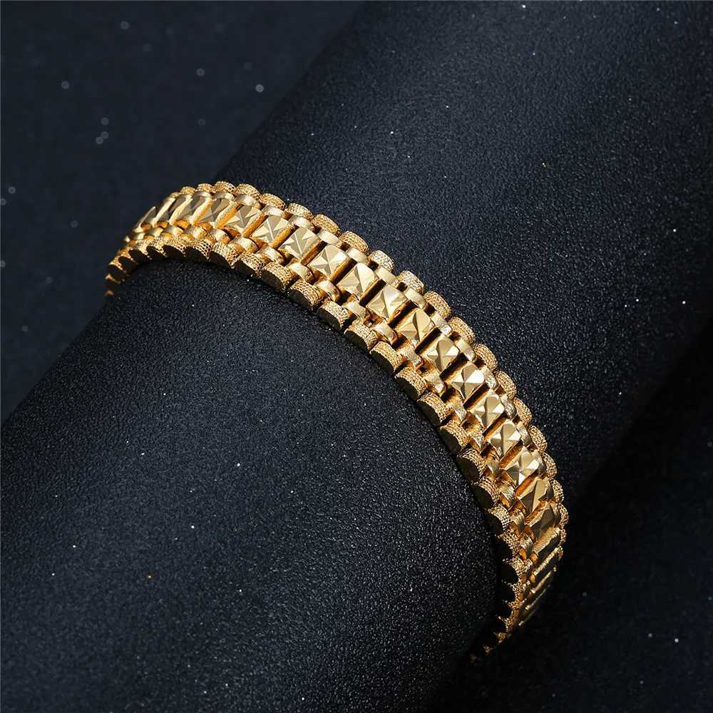 8/12MM Wide Chunky Chain Bracelet Wholesale Bracelet Trendy Gold Color Watchband Bracelets for Women Men Wristband Jewelry W250606