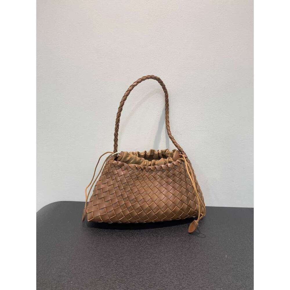 New Woven Soft Leather Women s French Style Basket Handbag Shoulder Bag