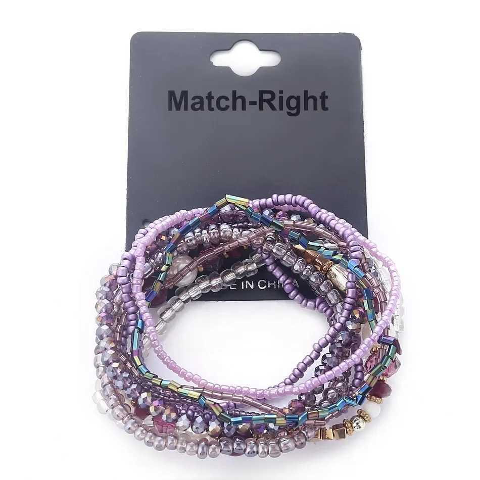 Multilayer Elastic Weave Bracelet Set with Colorful Beads - Bohemian Stackable Bangles for Women - Trendy Jewelry Gift W250606
