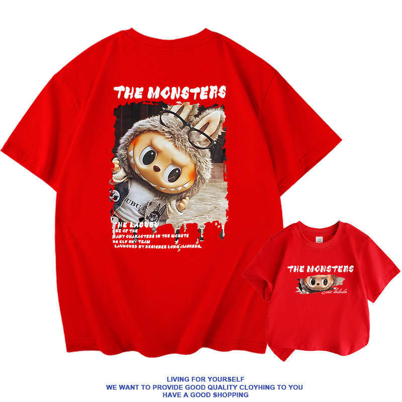 Labubu Cartoon Merchandise T-Shirt Short Sleeve Couple Unisex Pure Cotton Versatile Casual Top Cute Trendy 2025 New Style Labubu Fashion T-Shirt