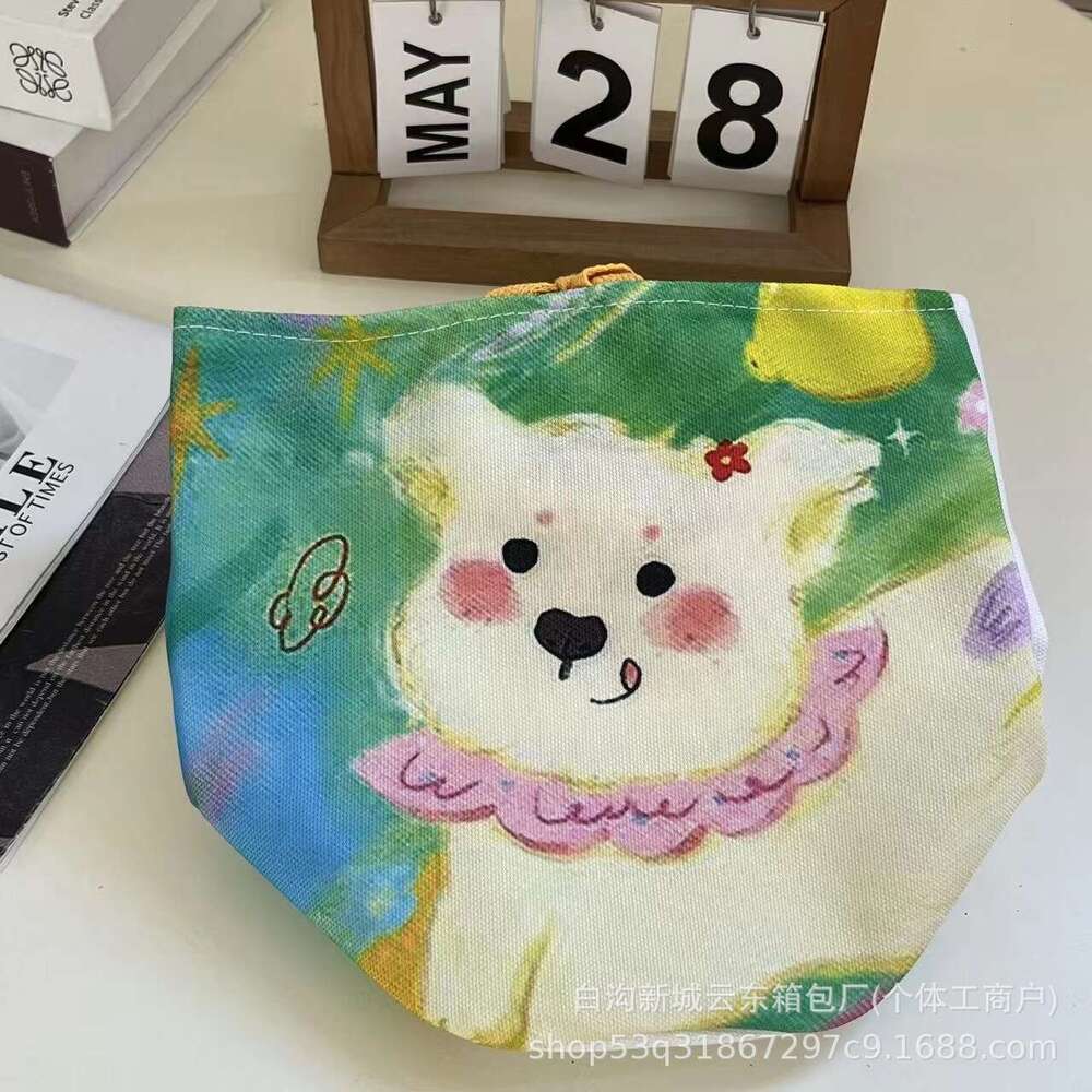 Bucket Handheld Outdoor Ins Canvas Cute Print Girl Phone Women's Bag