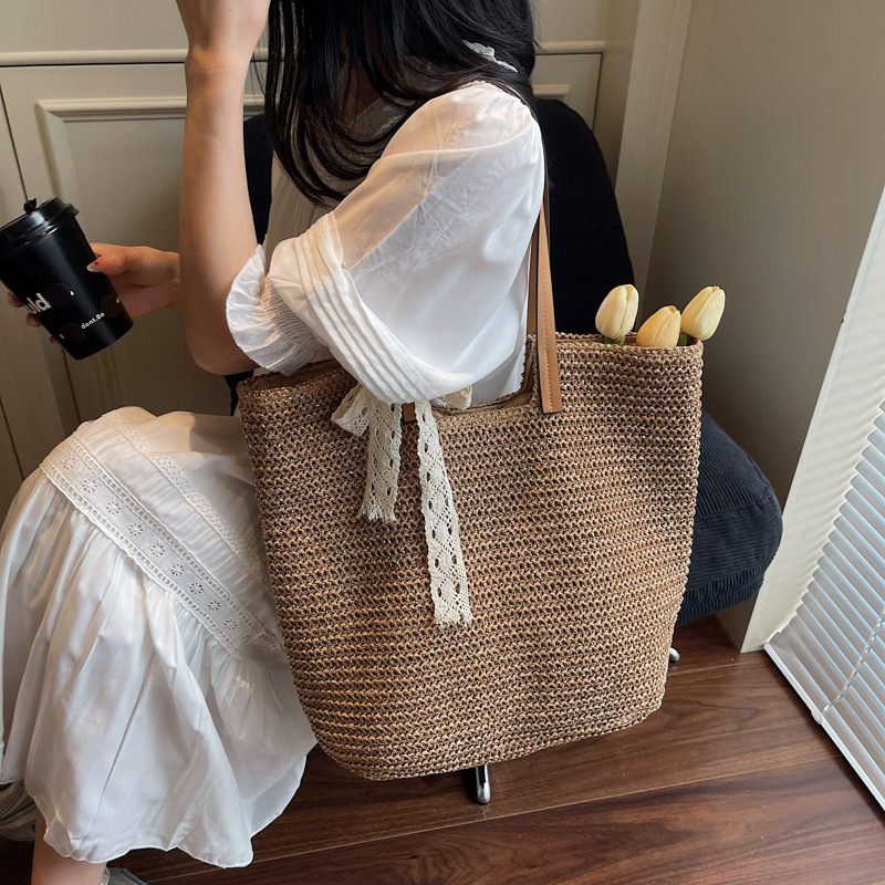 designer Summer Versatile Straw Bag for Women 2025 New Large Capacity Shoulder Tote Bag Beach Vacation Woven Be