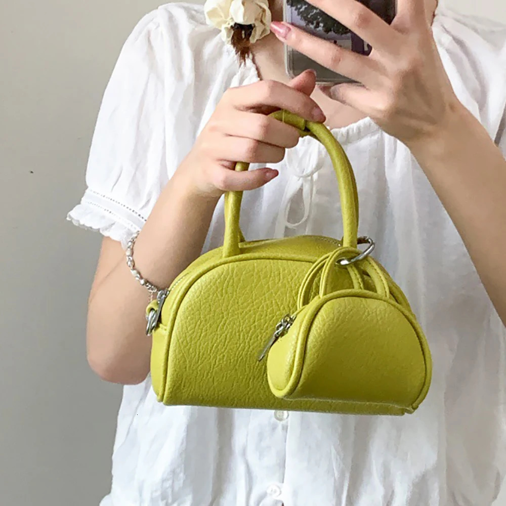 Korean Solid Color Handbags for Women Spring Summer Green Zipper Delicate PU One Shoulder Bag Casual All-Match Crossbody Bags 250605