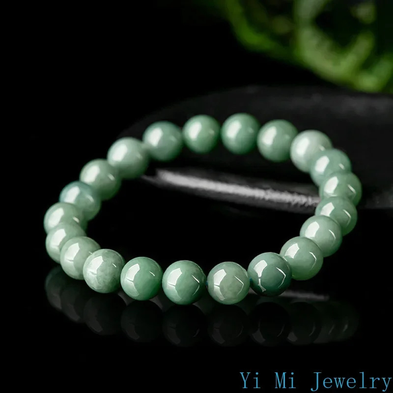 Burmese Jade Bead Bracelets Accessories Charm Gift Green Man Gemstone Jadeite Amulet Women Amulets Real Fashion Natural Jewelry 250604