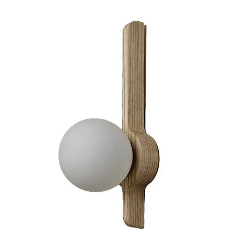 Globe Glass Moonlight Creative Walnut Wood Wabi-sabi Modern Style Wall Sconce Light for Living Room Bedroom Study Corridor Z250605