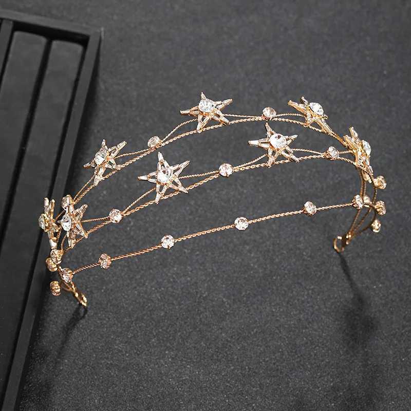 Fashion Wedding Tiara New Girl Silver Star Crystal Headband Bridal Wedding Hair Accessories Headbuckle Womens Jewelry Z250605