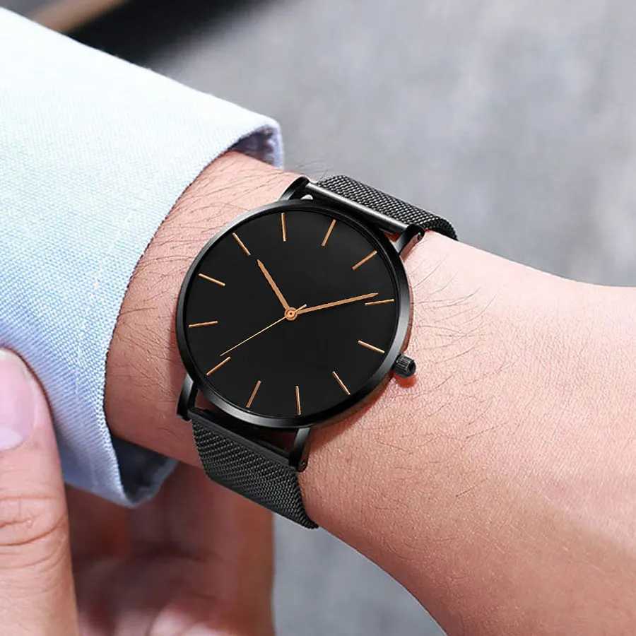 Korean version of minimalist ultra-thin couple watch with mesh scale fashionable mens and womens quartz watch gift party watch Y250605