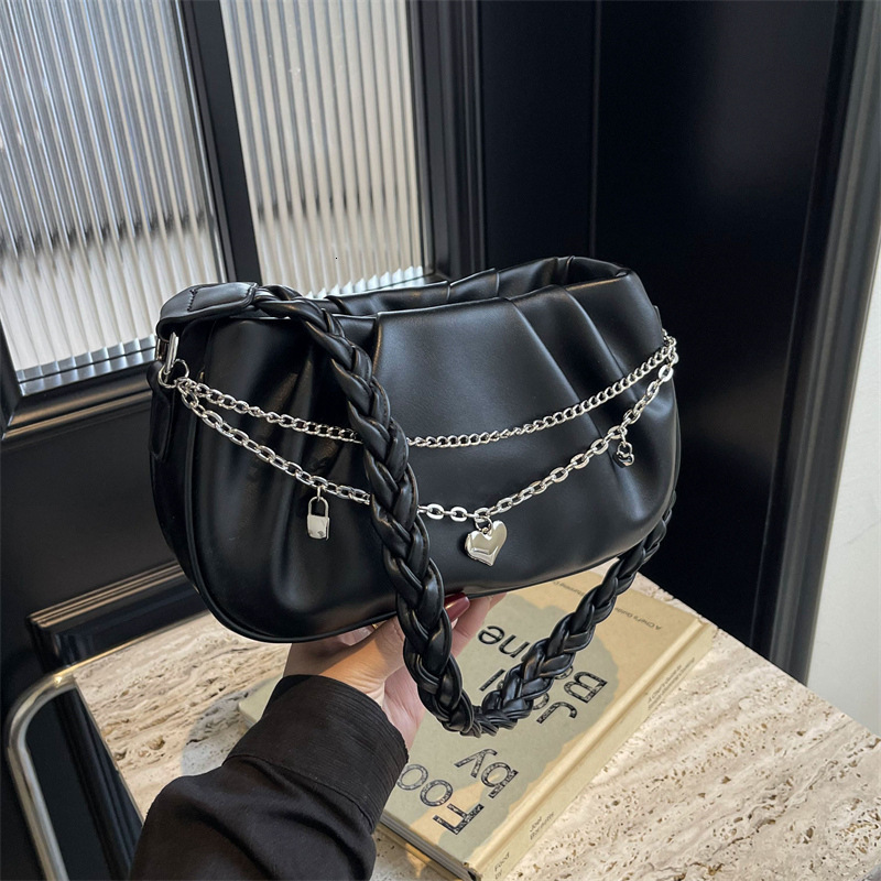 Free Shipping Designer Bag Shoulder Korean Version Pleated Niche Crossbody Chain Texture Simple And Versatile Commuting Bag For Women