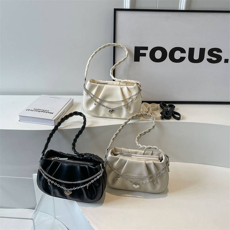 Free Shipping Designer Bag Shoulder Korean Version Pleated Niche Crossbody Chain Texture Simple And Versatile Commuting Bag For Women