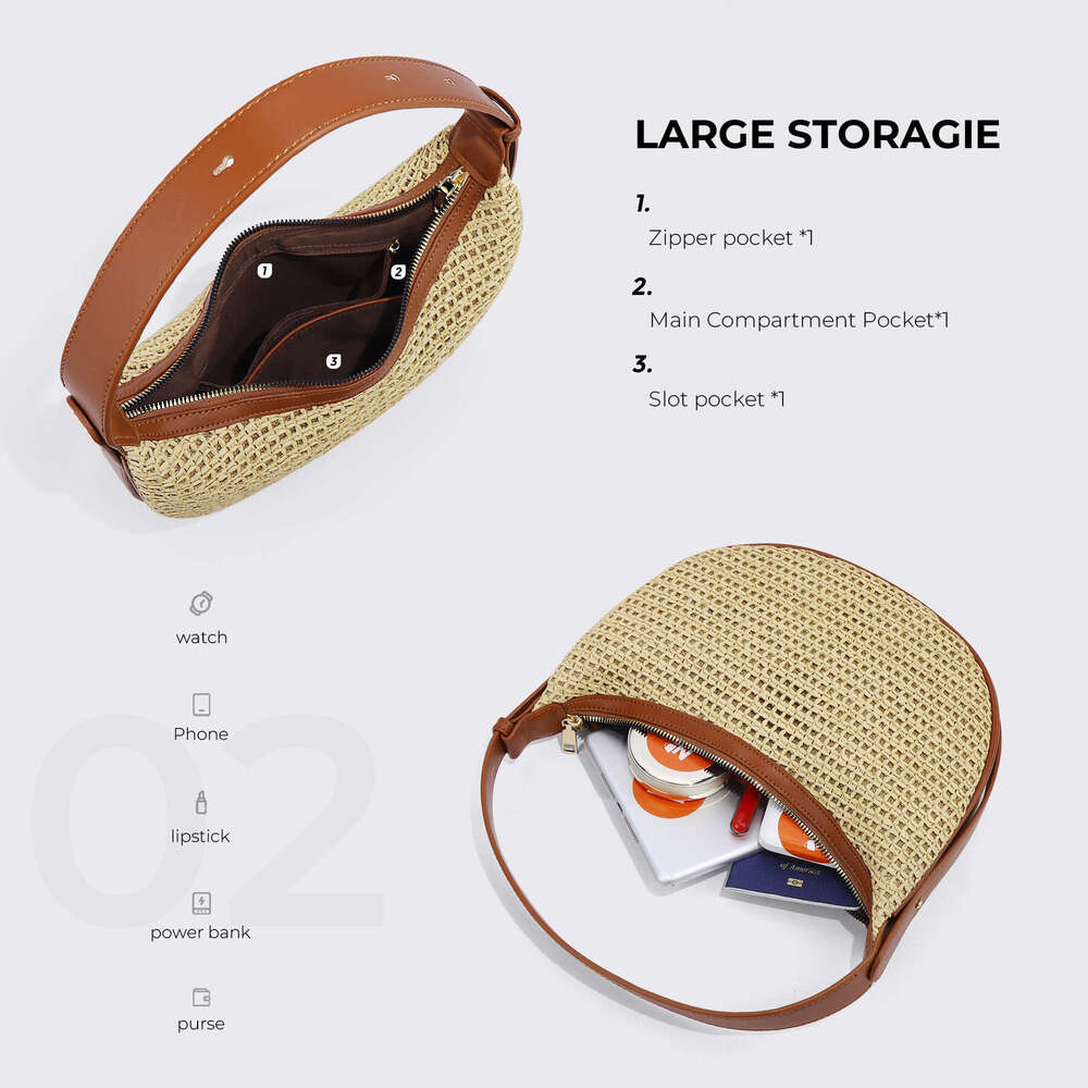 Summer New Style Woven Moon Versatile Shoulder Underarm for Women Niche Crossbody Bag Lightweight