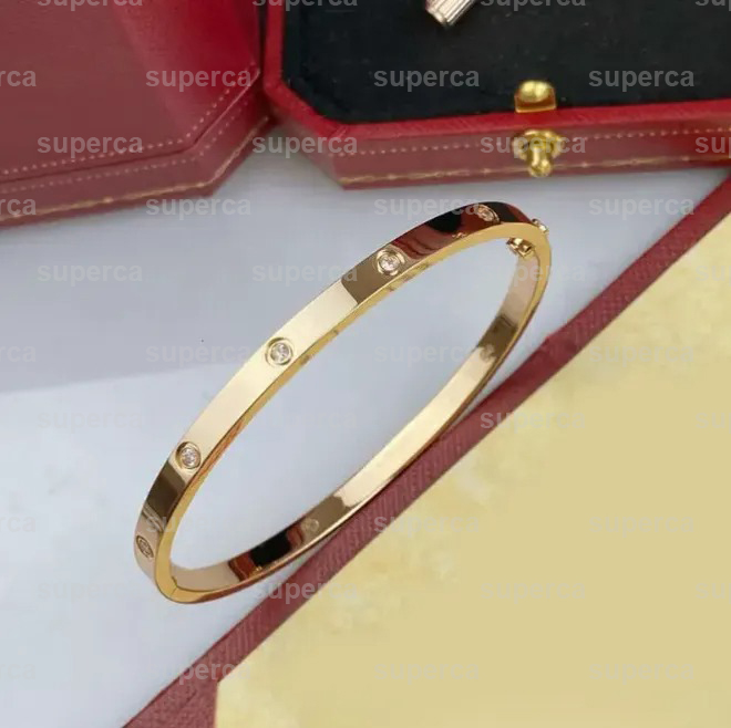 luxury screw designer bracelet women 18K Gold Plated high polished cuff bracelets with screwdriver 6mm and 4mm wide mens bangle jewelry with box 3d345