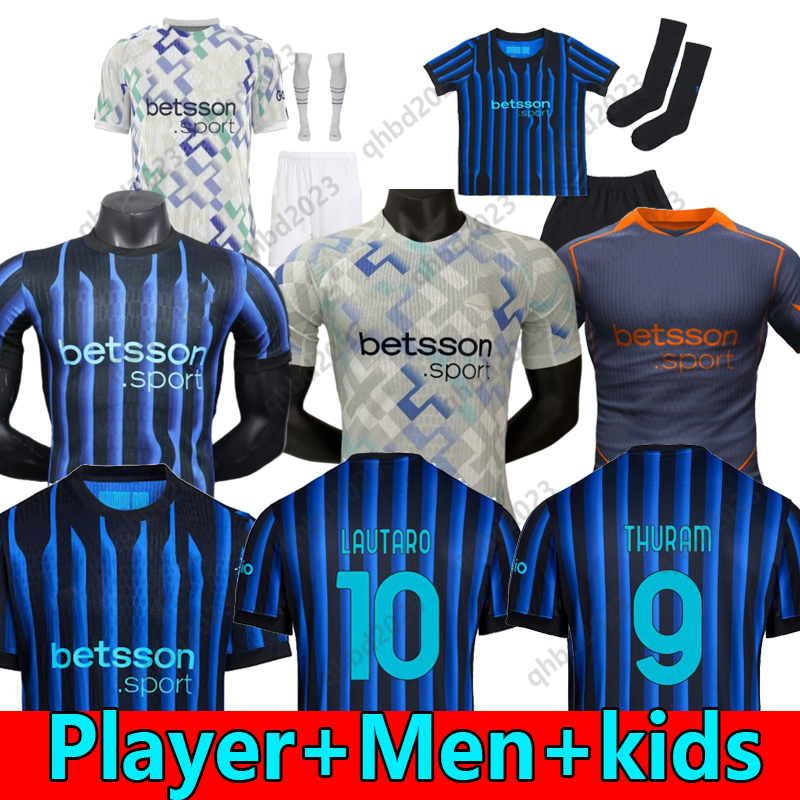 25 26 LAUTARO ROSSI Soccer Jerseys Inter 2025 2026 BASTONI DE VRIJ THURAM BARELLA ES Football Shirts DIMARCO DARMIAN FRATTESI Men Kids Kits 16-4XL