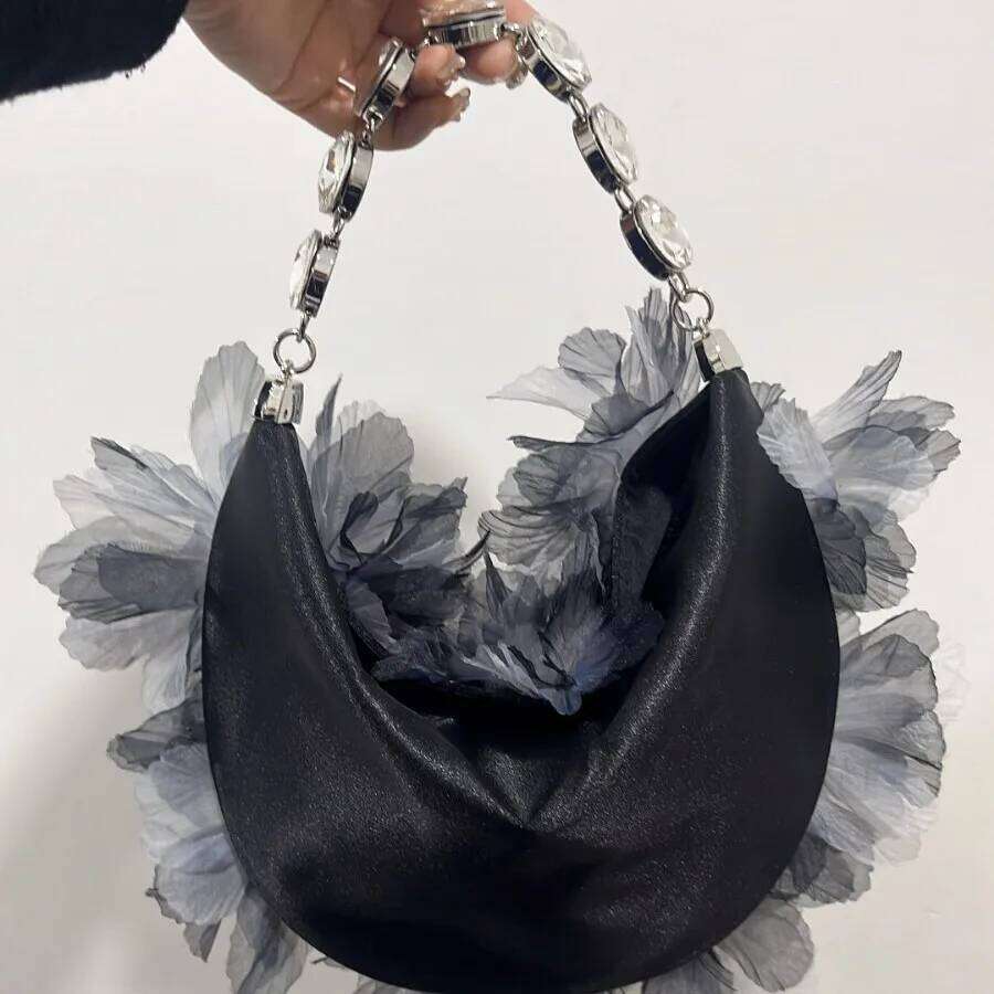 Design New 2025 Handbags Wedding Flower Printing Women's Beach Crossbody Ladies Chain Bag