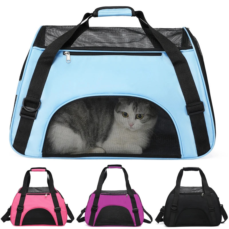 Cat Bags Soft-Sided Portable Dog Mesh Breathable Bags for Cats Dogs Comfort Foldable Handbag Pet Transport Bag 250603