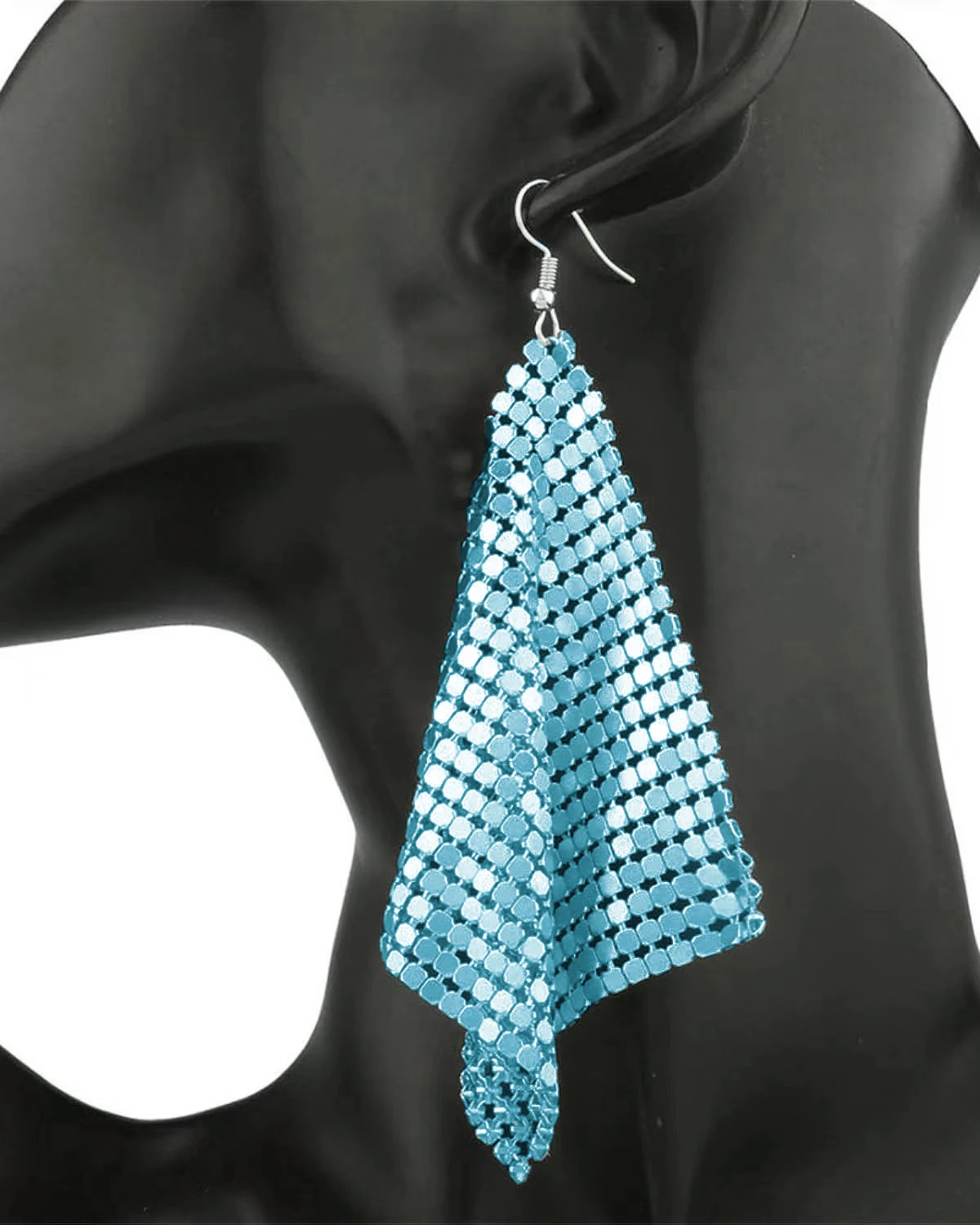 New Arrival Western Inspired Fashionable Metal Sequin Tassel Square Geometric Long Earrings