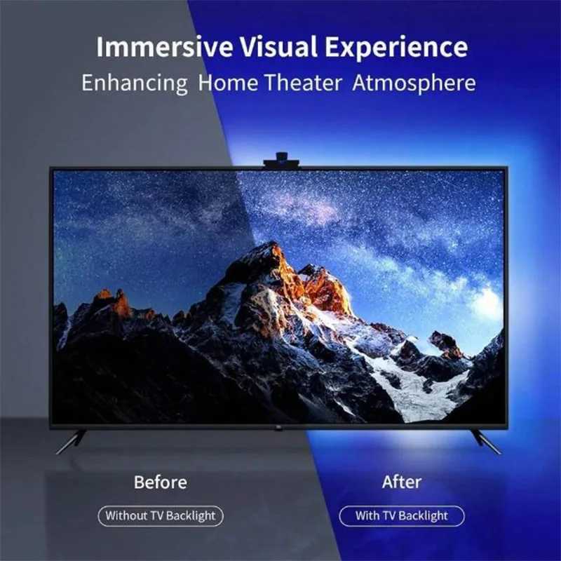 TV Backlight Music Sync Smart Strip Lights Color Pickup RGBIC LED Light 50-75 inch Screen App Remote for Game Home Ambient Light Z250605
