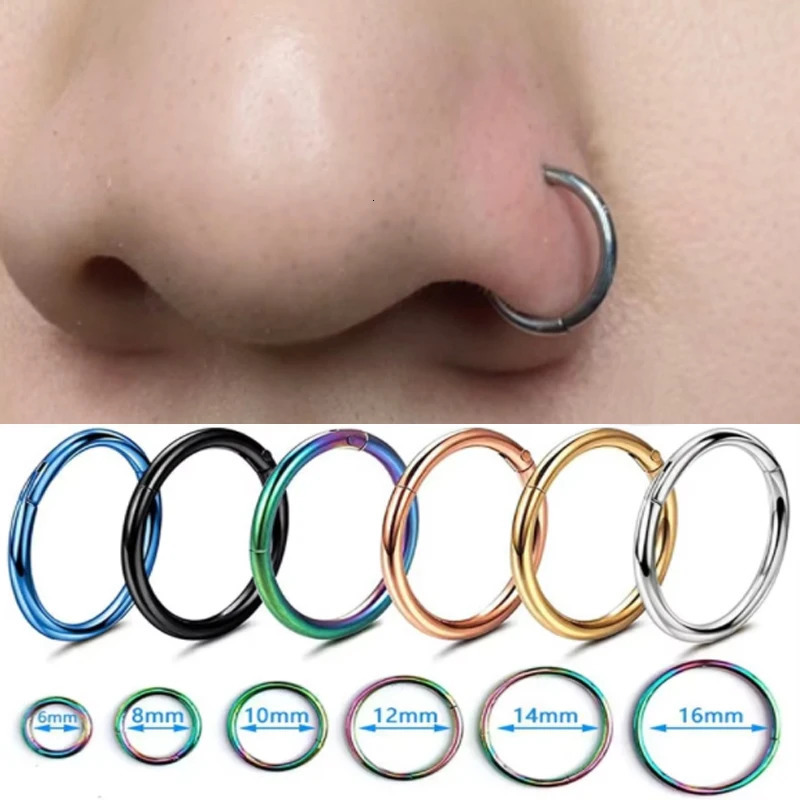 Nose Rings Septum Piercing Clicker Nose Hoops Piercings Hinged Segment Rings Helix Piercing Unisex Body Jewelry Earring 250605