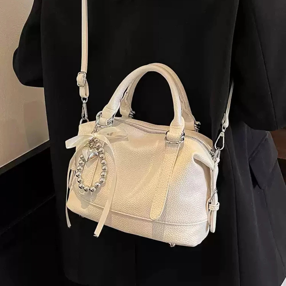 Trendy Lychee Pattern Solid Color Handbags Summer All-Match Zipper Crossbody Bag Women Working Commute Shoulder Bags 250605