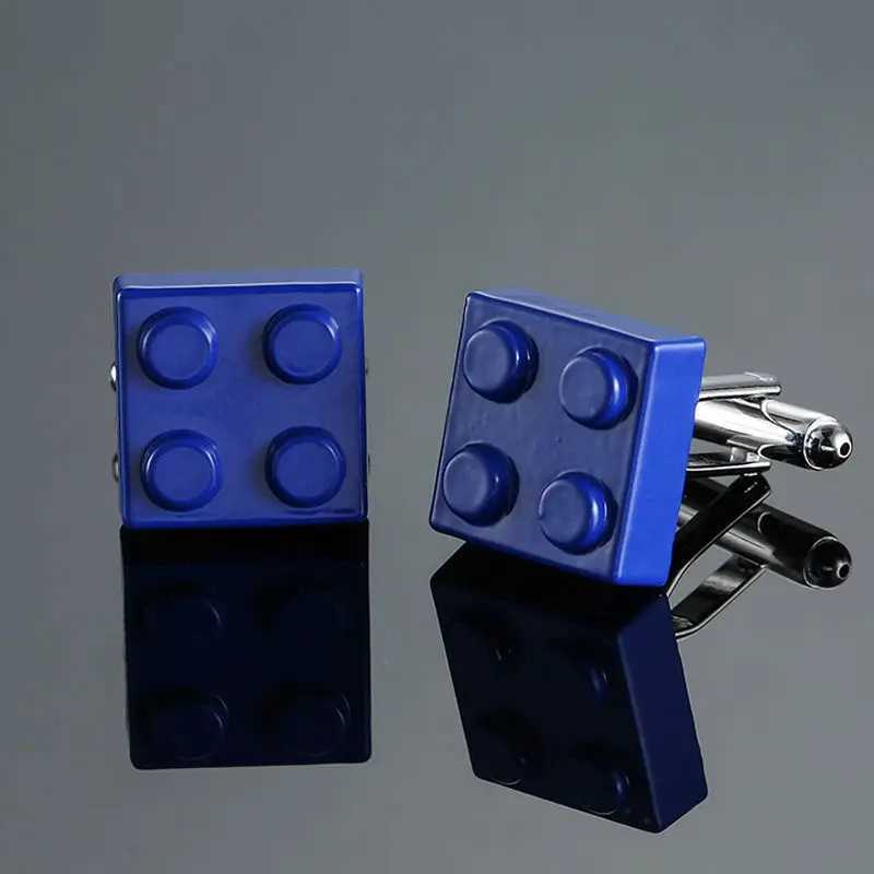 High quality brass material silver laser pattern building block Cufflink fashion mens French shirt Cufflinks wholesale retail W250606
