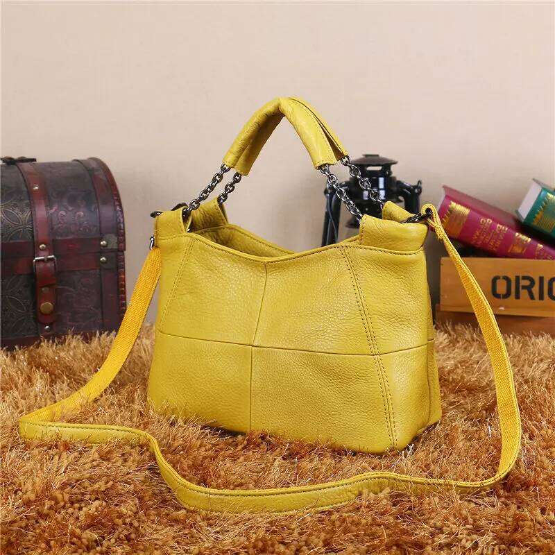 Nesitu New Red Grey White Black Yellow Genuine Leather Women's Handbag Girl Lady Shoulder Messenger Bags Female Totes M8920 2025/06/06