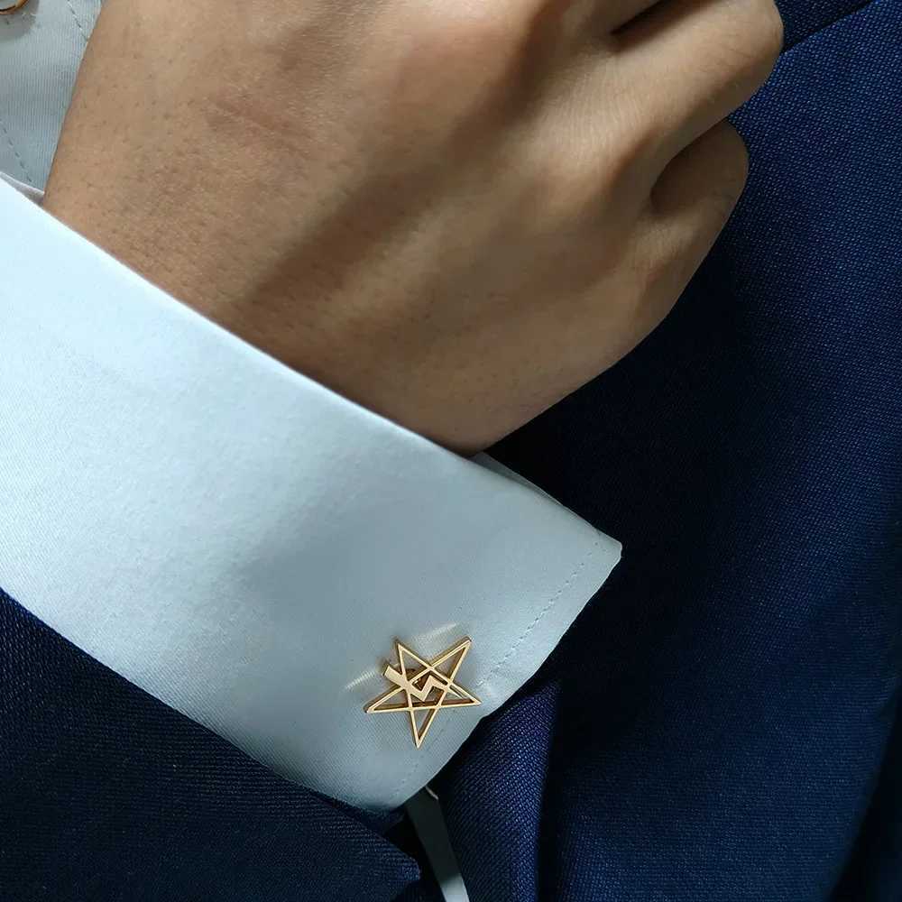 Classic Five Point Star Lightning Men Cufflinks Stainless Steel Clasp Women Clips Faith Amulet Jewelry Wedding Party Suit Gift W250606