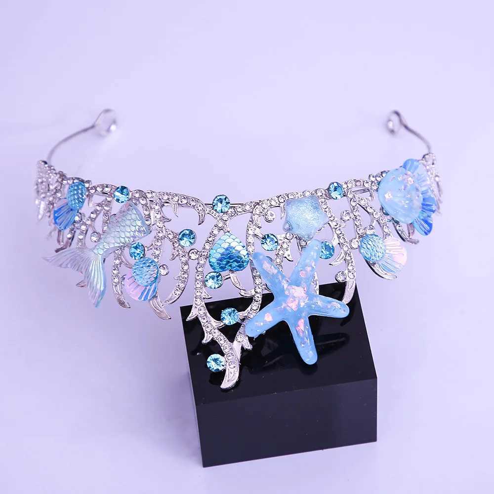KMVEXO Mermaid Fish Crowns Ocean Style Costume Seashell Starfish Hair Accessories for Women Girls Princess Birthday Party Tiaras Z250605