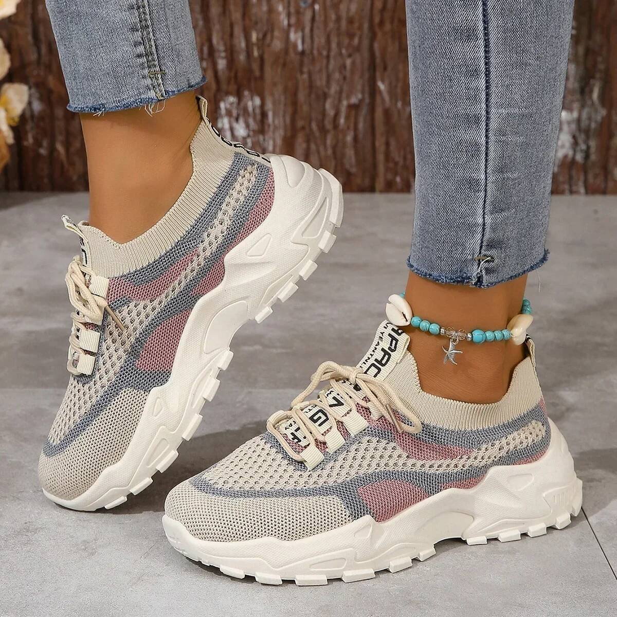 Ddmyoutdoor Fashion New Little White Breathable Sports Retro Colored Mesh Lacing Casual Shoes Increase Height Outdoor Shoes