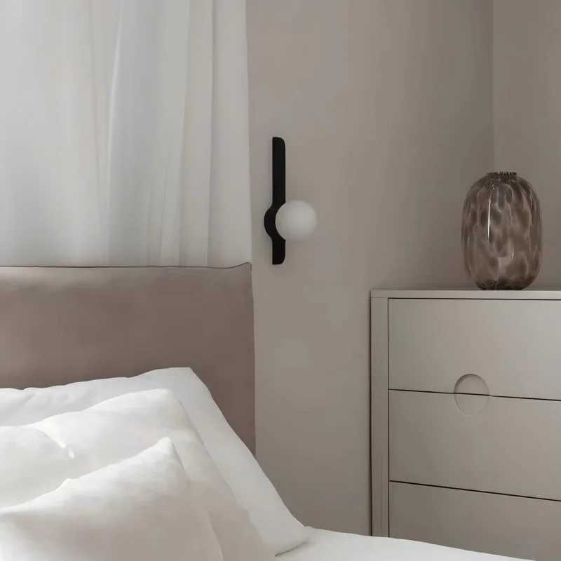 Globe Glass Moonlight Creative Walnut Wood Wabi-sabi Modern Style Wall Sconce Light for Living Room Bedroom Study Corridor Z250605