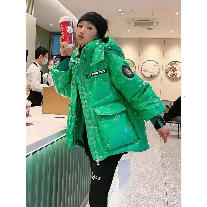 Cotton Short 2025 Down Winter New Loose Thick Hooded Bright Wash in Jacket Outside To Wear Simple Comfort Coat