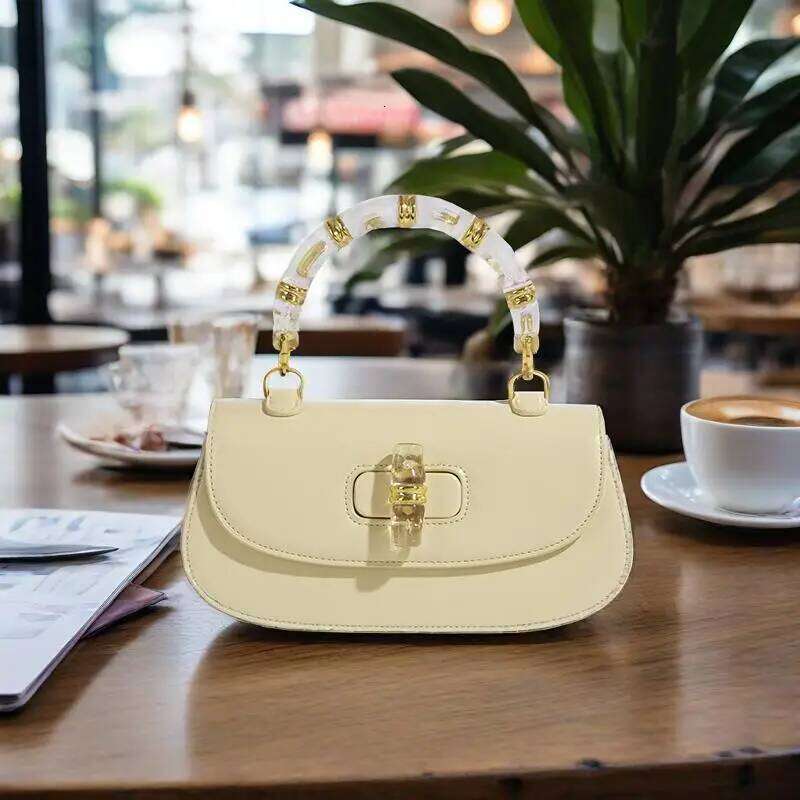 Brand Handbags Vintage High Quality Synthetic Leather Saddle New Bamboo Handle Shoulder Messenger Women's Bags
