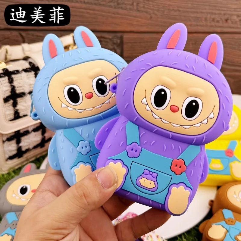 Anime Labubu Silicone Coin Purse Cartoon Messenger Bag Cute Crossbody Girls Allmatch Shoulder Kids Party Gifts 250605