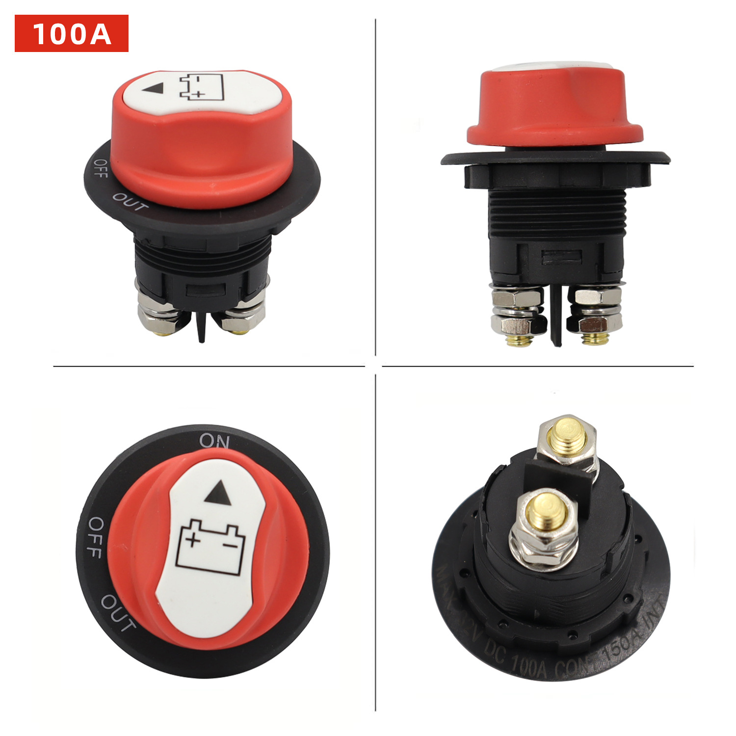 Car Battery Disconnect Switch Caravan Battery Switch 50A/100A/200A Brass Rotary Switch Two Pieces