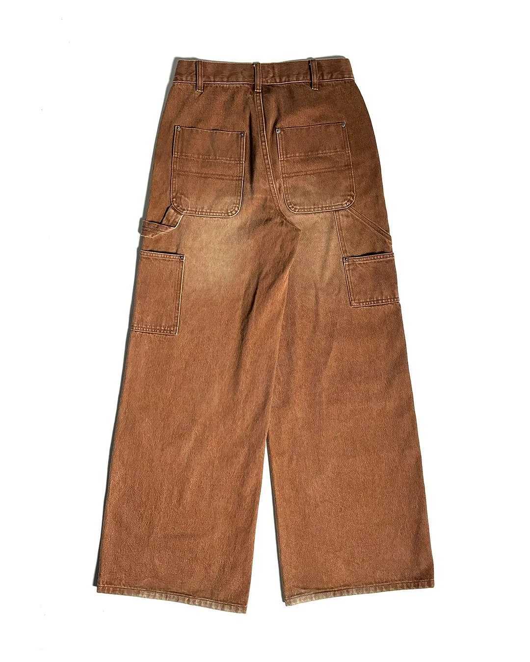 New Y2K Gothic Punk American Retro Punk Embroidered Jeans Mens Washed Old Brown Loose Straight Wide Legs Fashionable Jeans Z250605