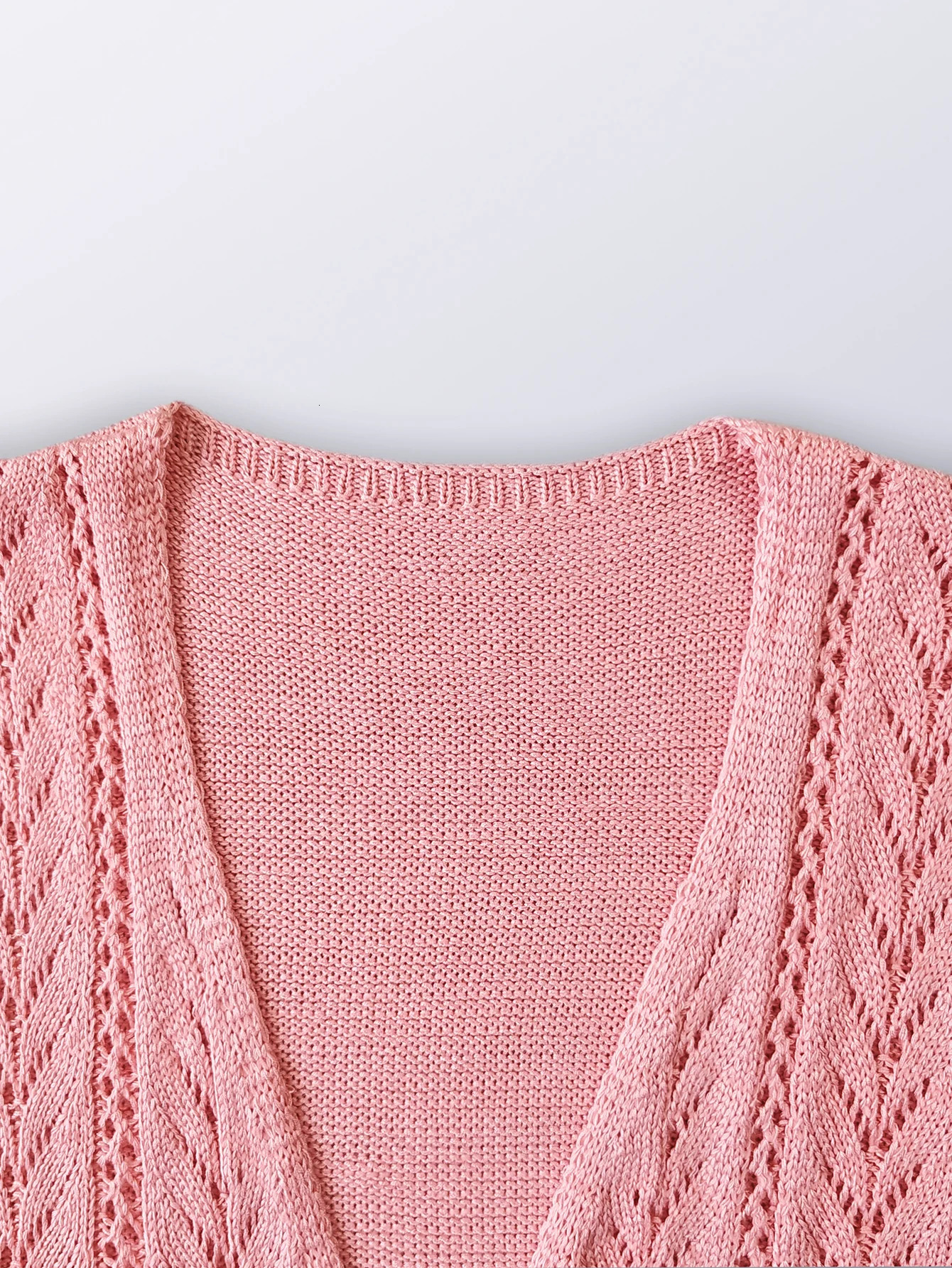 Spring and Summer Elegant Knitted Cardigan Hollow Out Short Sleeved Sun Proof Tops for Women 250530