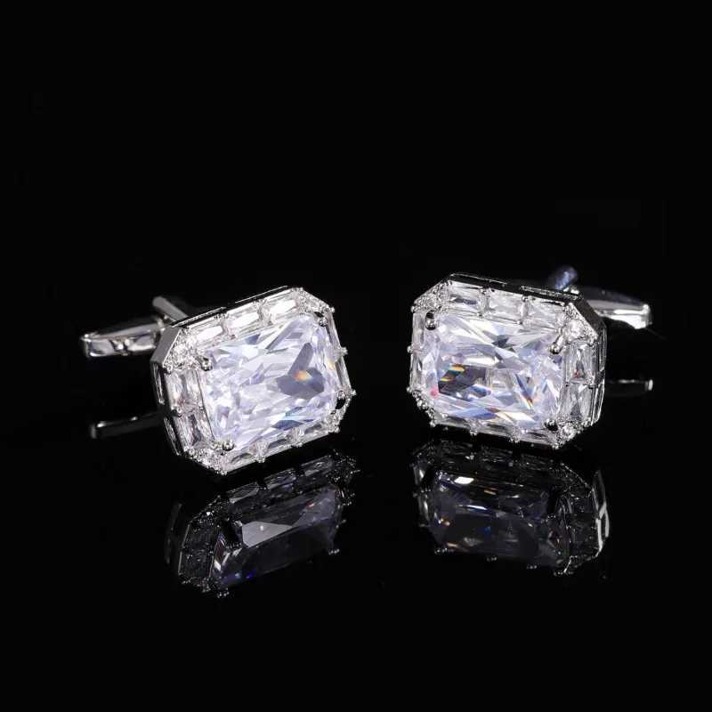 Mens Luxury French Cufflinks Square Zircon Rhinestone Shirt Cuff Links Business Wedding Buttons Jewelry Accessories W250606