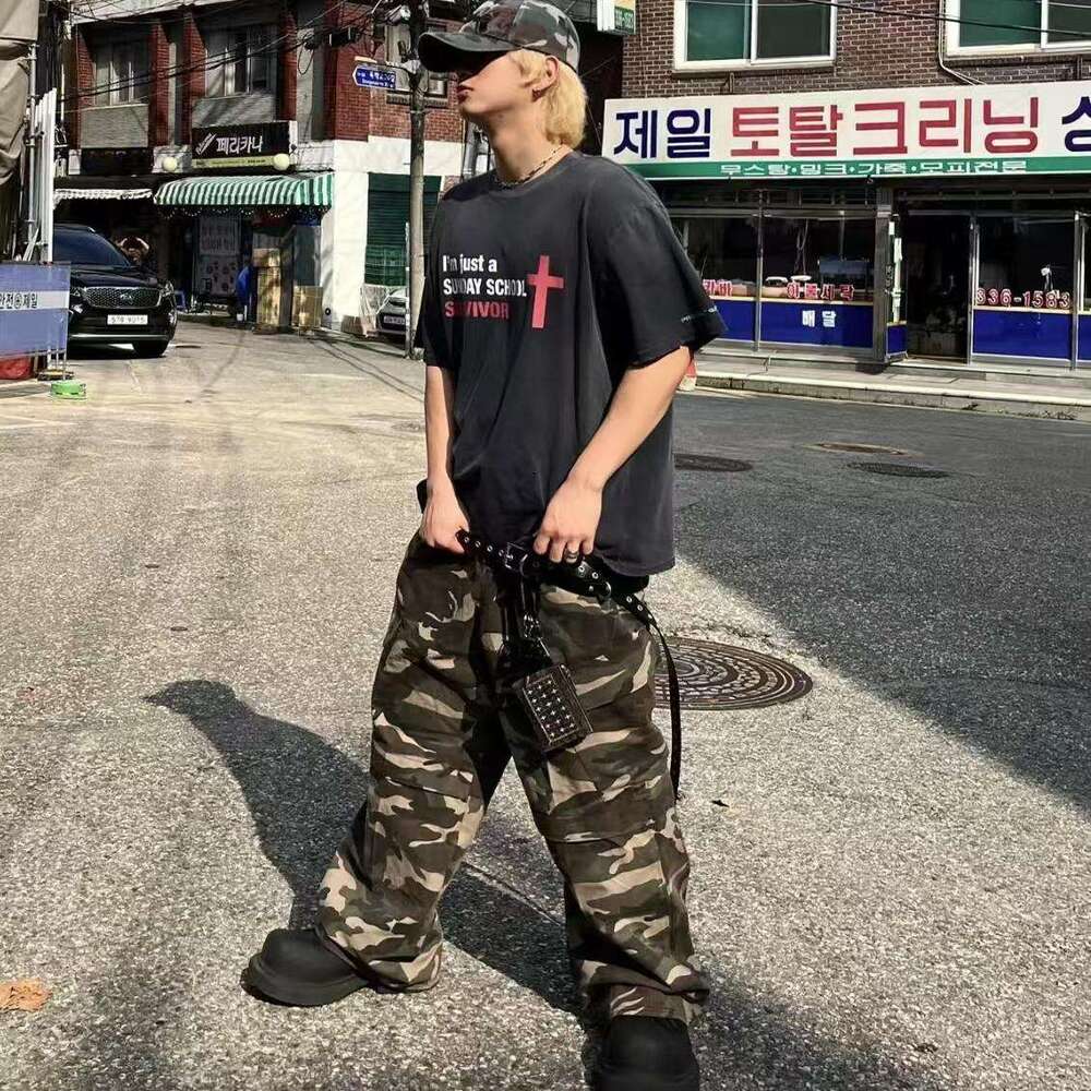 Niche Brand G/R 24ss American Washed Vintage Printed Slogan Short Sleeve T-Shirt Unisex Trend