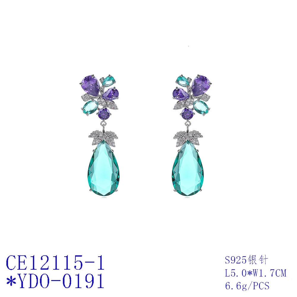 Long Water Drop Crystal Cubic Zirconia Leaf Dangle Drop Earrings for Women Wedding Party Dress Jewelry CE12115 250605