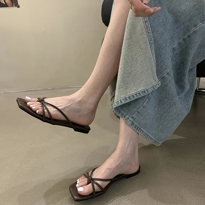 Summer Beach Flip Flop Womens Flats Slippers Comfort Slip On Slides Casual Dress Street Style Shoes 250605