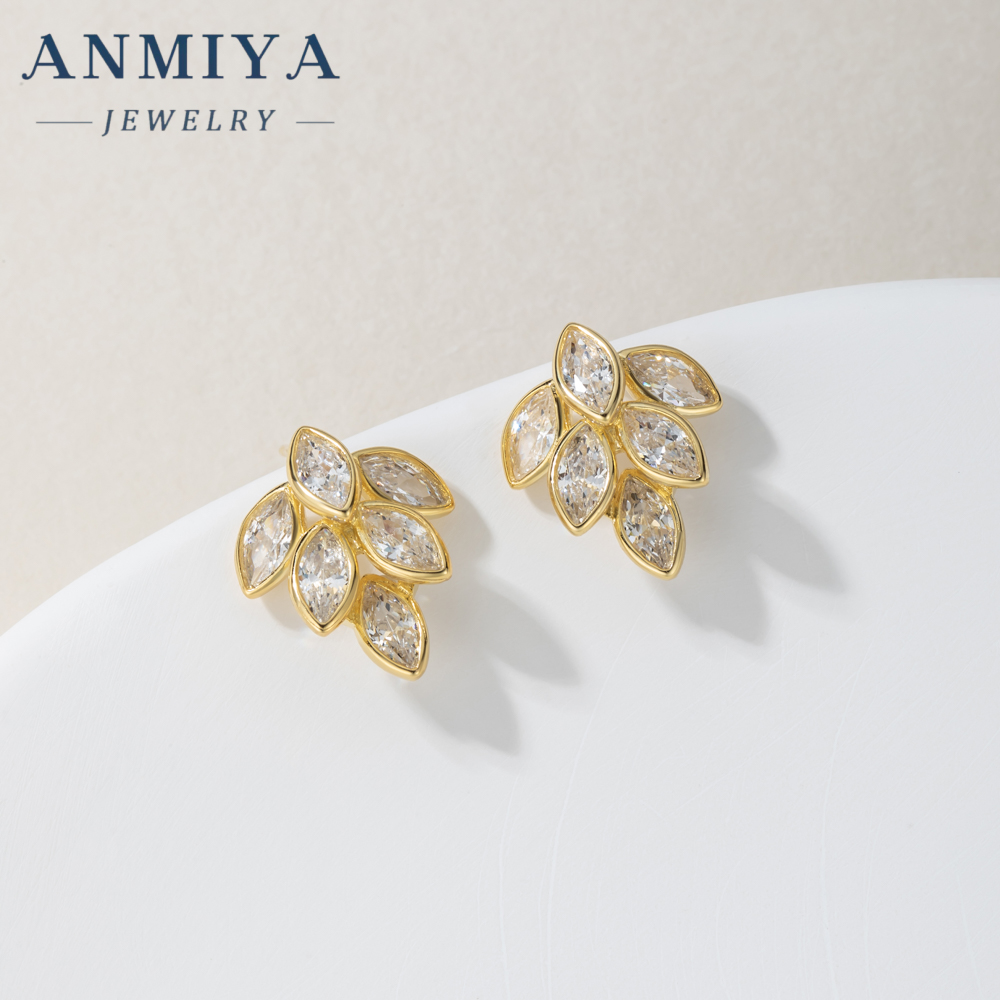 Customized Wholesale Fashion Ladies Necklace Earring Sets Rhinestone Long Leaf Gold Jewelry Set for Women